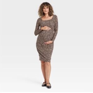 NWT Isabel Maternity Leopard Print Long Sleeve Dress